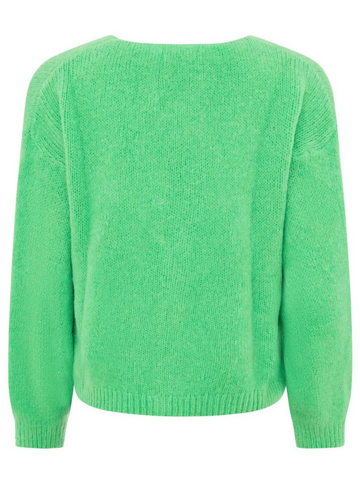 Zwillingsherz Strickjacke "Uni" One Size, Langarm, Knopfleiste, tiefer V-Ausschnitt, Wollanteil – Bild 4 von 5