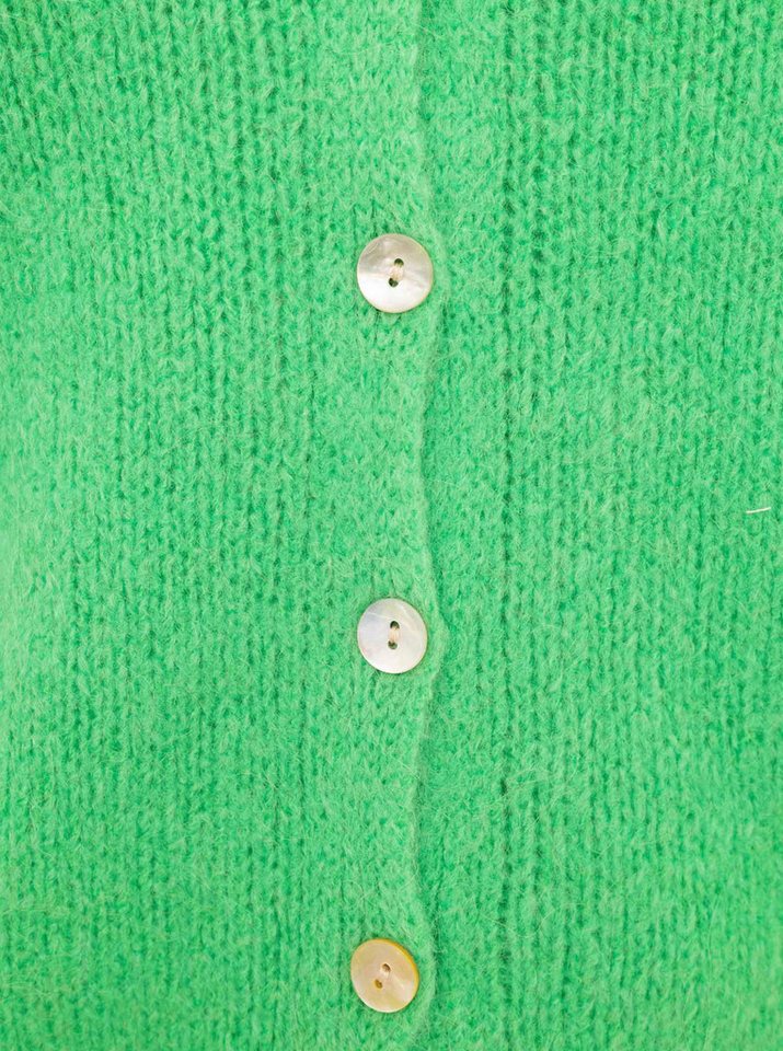 Zwillingsherz Strickjacke "Uni" One Size, Langarm, Knopfleiste, tiefer V-Ausschnitt, Wollanteil – Bild 5 von 5