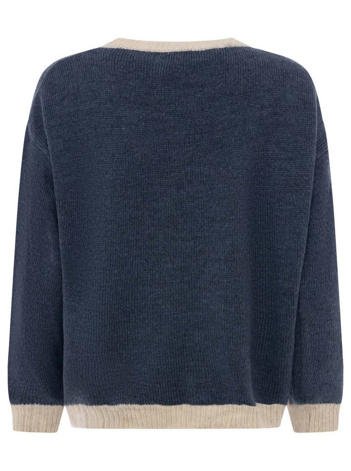 Zwillingsherz Strickpullover "Cherie" Rundhals, farbig abgesetzte Kanten, Schriftzug, One Size – Bild 4 von 5
