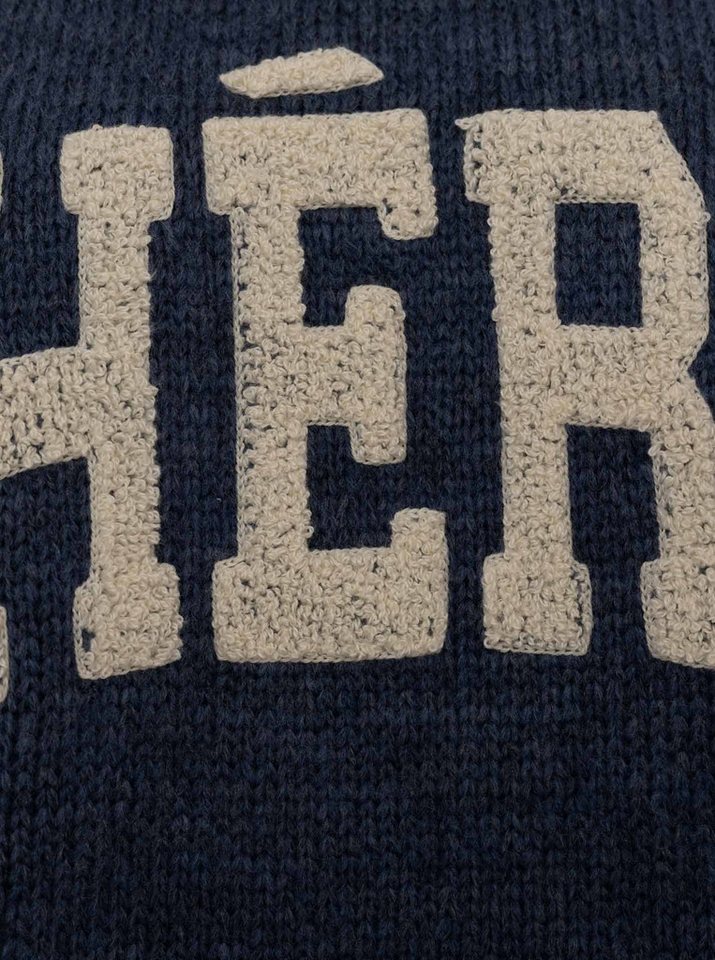 Zwillingsherz Strickpullover "Cherie" Rundhals, farbig abgesetzte Kanten, Schriftzug, One Size – Bild 5 von 5