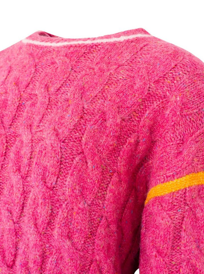 Zwillingsherz Strickpullover "Colourful Cable" Zopfmuster, Neondetails, oversize, Rundhals, überschnittene Schulter – Bild 5 von 5