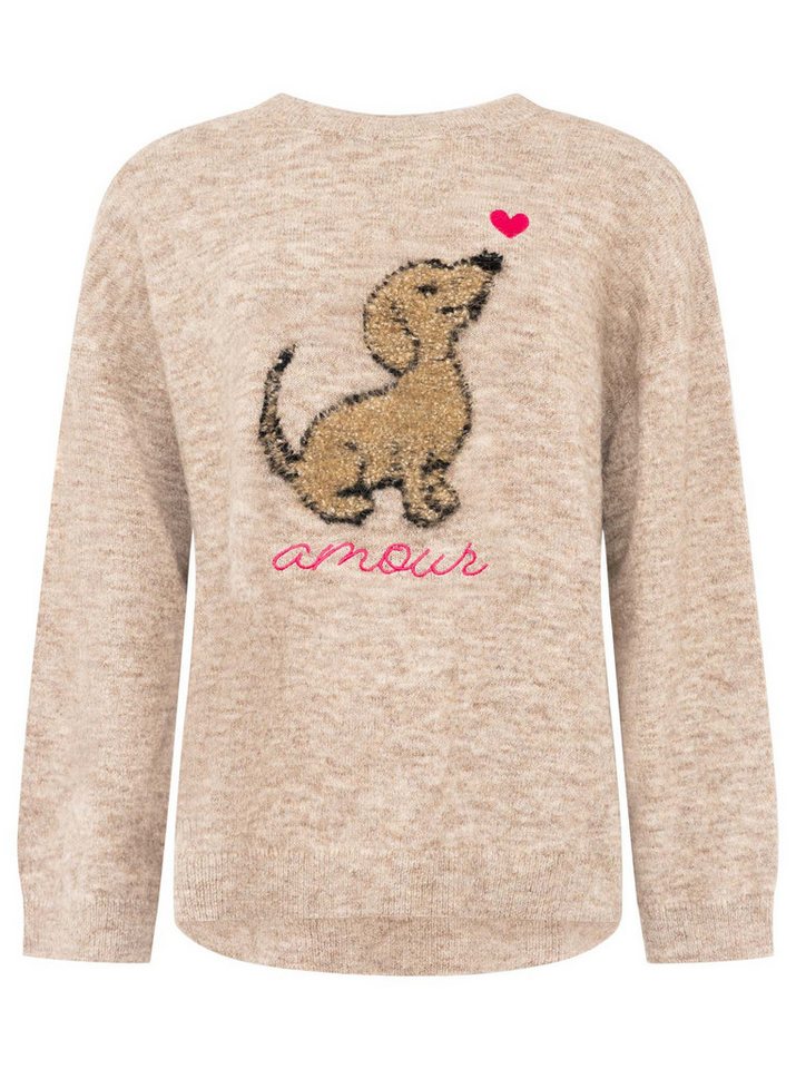 Zwillingsherz Strickpullover "Dog Amour" mit Hundemotiv, Rundhals, oversize, überschnittene Schultern, Strick – Bild 4 von 5
