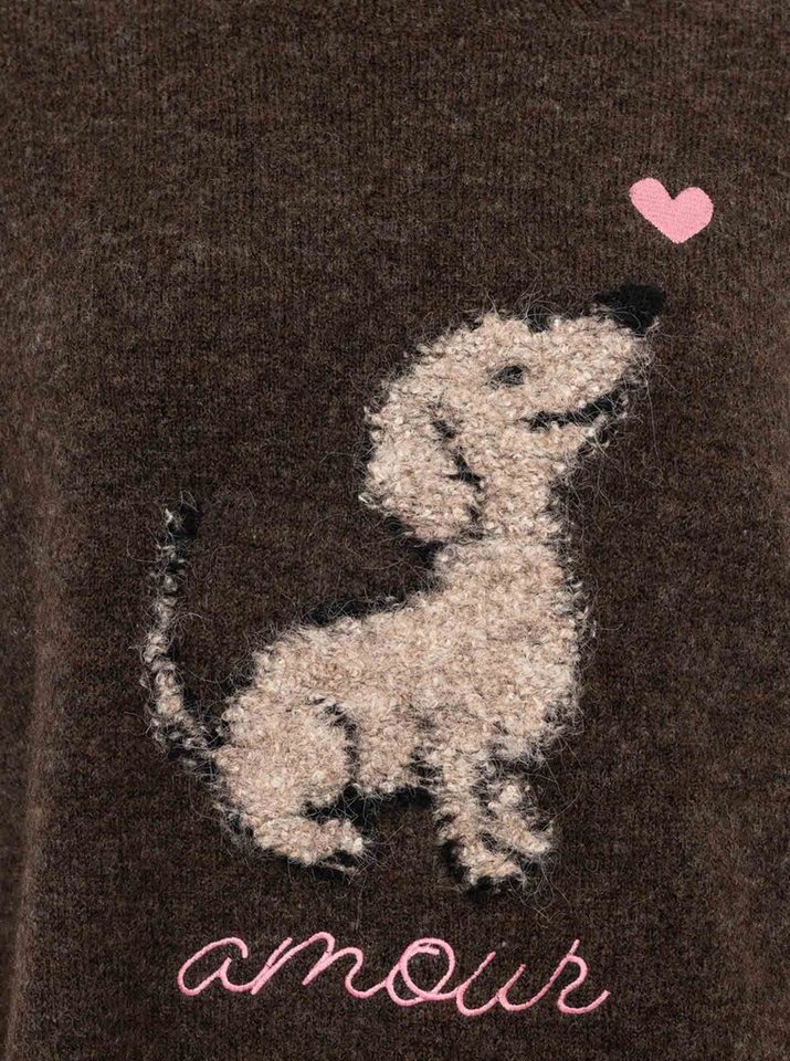Zwillingsherz Strickpullover "Dog Amour" mit Hundemotiv, Rundhals, oversize, überschnittene Schultern, Strick – Bild 5 von 5