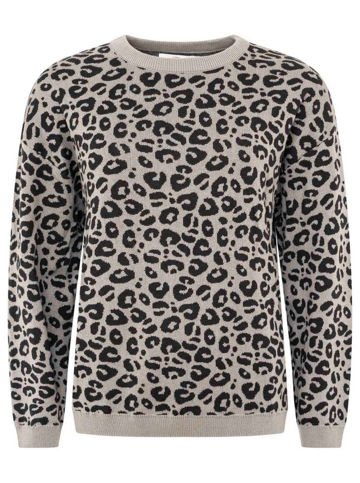 Zwillingsherz Strickpullover "Gestrickter-Leo" Animal-Muster, Rundhalsausschnitt, Langarm, Feinstrick – Bild 2 von 5