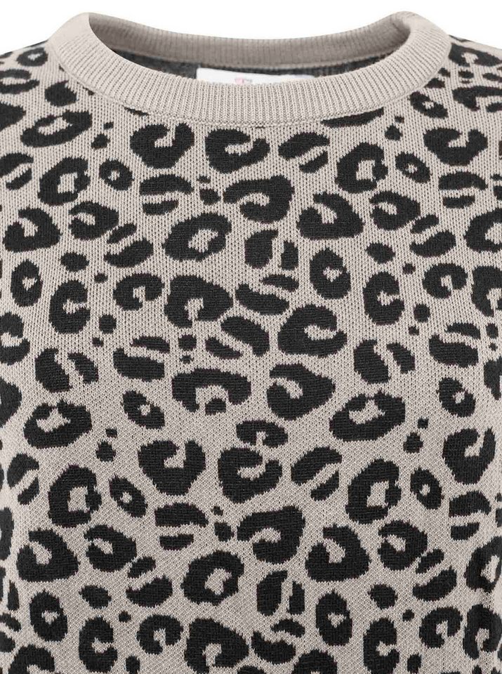 Zwillingsherz Strickpullover "Gestrickter-Leo" Animal-Muster, Rundhalsausschnitt, Langarm, Feinstrick – Bild 5 von 5