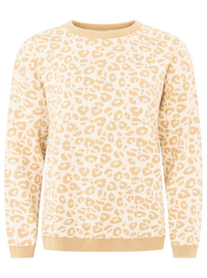 Zwillingsherz Strickpullover "Gestrickter-Leo" Animal-Muster, Rundhalsausschnitt, Langarm, Feinstrick – Bild 2 von 5