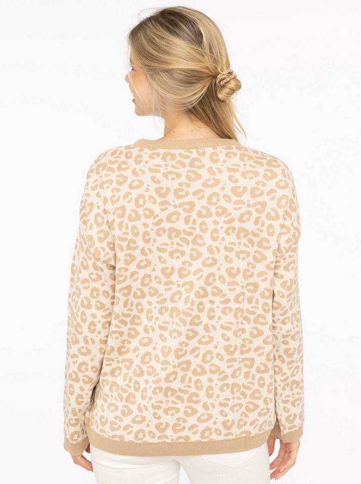 Zwillingsherz Strickpullover "Gestrickter-Leo" Animal-Muster, Rundhalsausschnitt, Langarm, Feinstrick – Bild 3 von 5