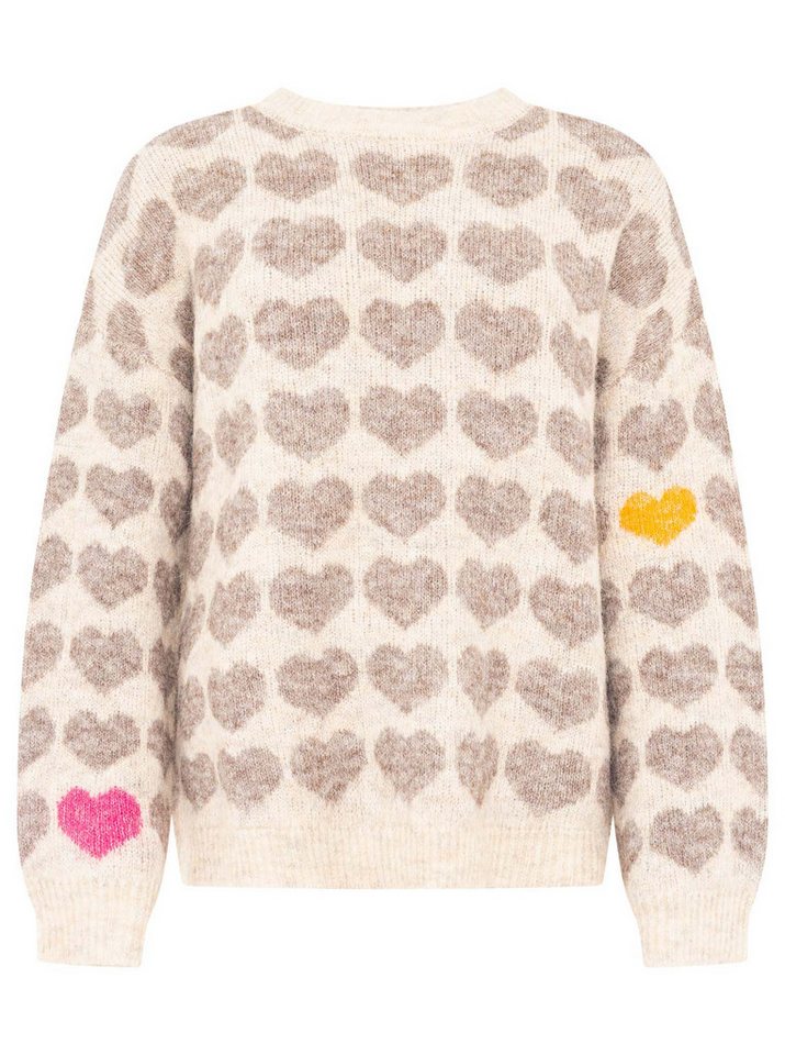 Zwillingsherz Strickpullover "HEARTS" oversize, Herzmuster, Rundhals, überschnittene Schultern, Strick – Bild 3 von 5