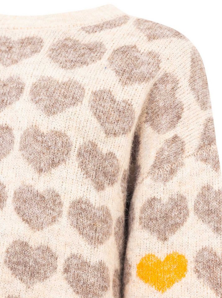 Zwillingsherz Strickpullover "HEARTS" oversize, Herzmuster, Rundhals, überschnittene Schultern, Strick – Bild 5 von 5