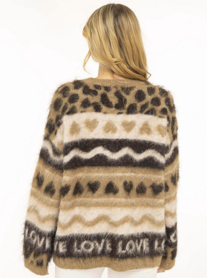 Zwillingsherz Strickpullover "LEO LOVE" auffallender Mustermix, Rundhals, oversize, komfortables Strick – Bild 2 von 5