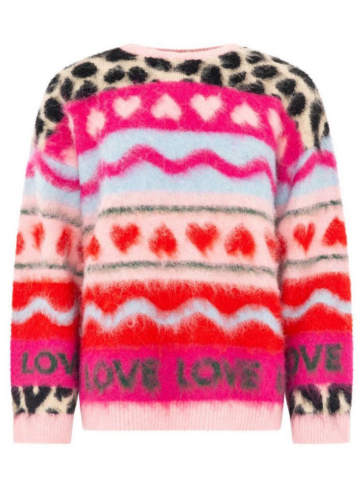 Zwillingsherz Strickpullover "LEO LOVE" auffallender Mustermix, Rundhals, oversize, komfortables Strick – Bild 4 von 5
