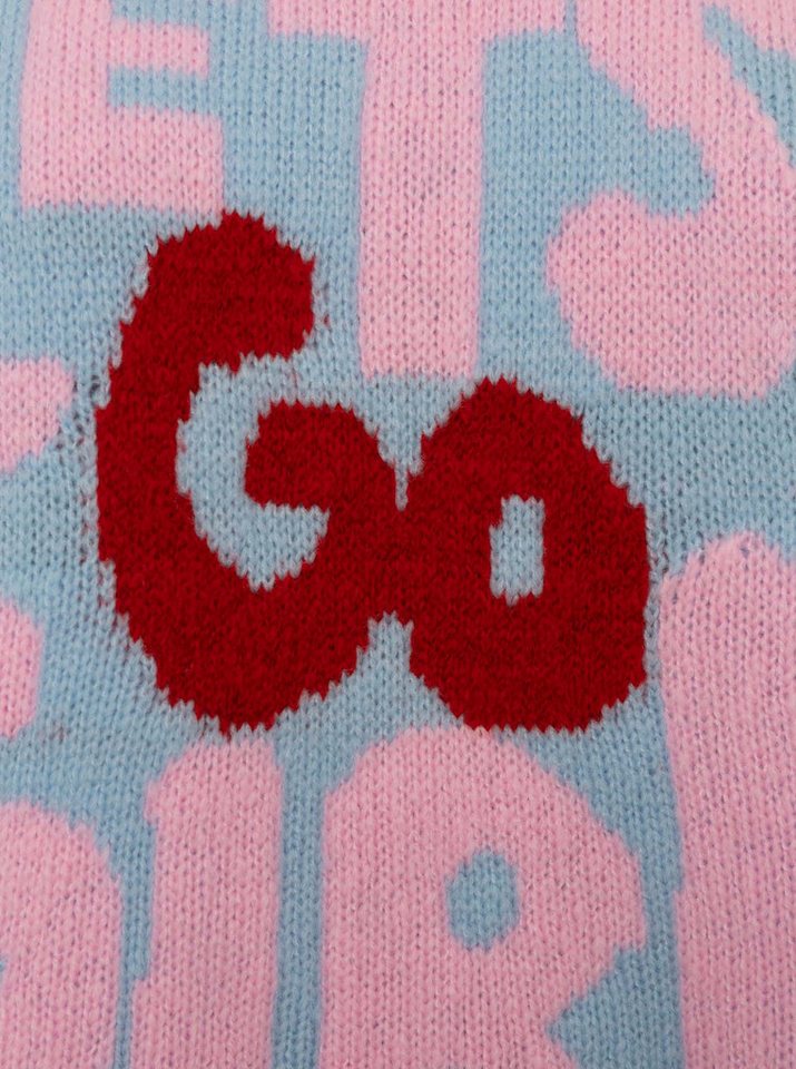 Zwillingsherz Strickpullover "Lets Go Girls" Rundhals, Statement Schriftzug, One Size, Strick – Bild 5 von 5