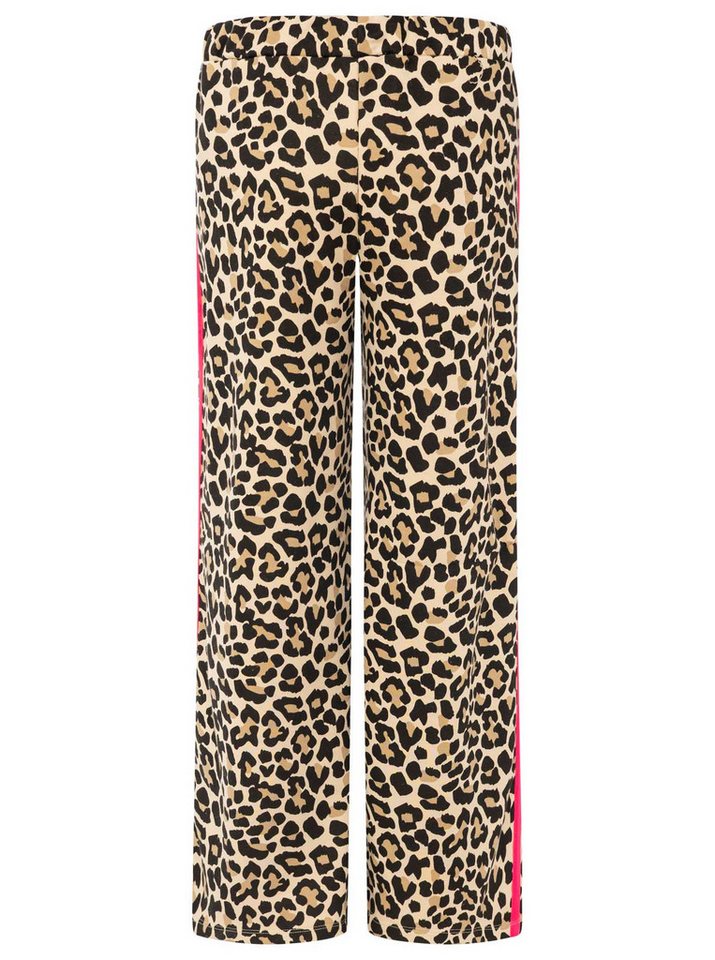 Zwillingsherz Sweathose "Leo Stripe" Leomuster, pinker Seitenstreifen, Kordelzug, Taschen, gerades Bein – Bild 4 von 5