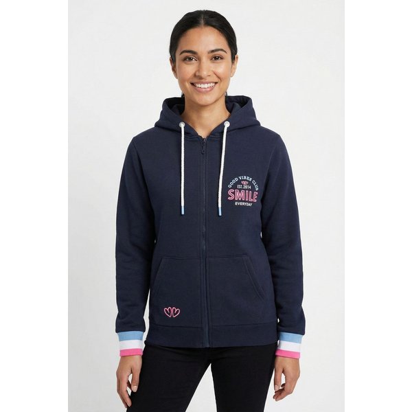 Zwillingsherz Sweatjacke Kapuze, Langarm, Stickerei am Rücken, Langarm, Reißverschluss