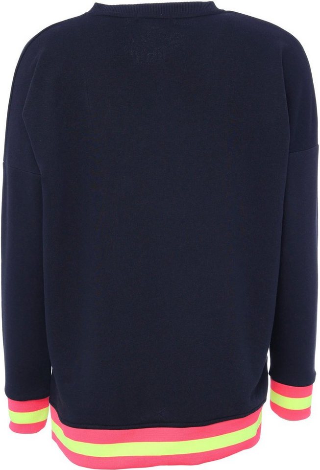 Zwillingsherz Sweatshirt Langarm, Neon-Details, V-Ausschnitt, Schriftzug – Bild 3 von 5