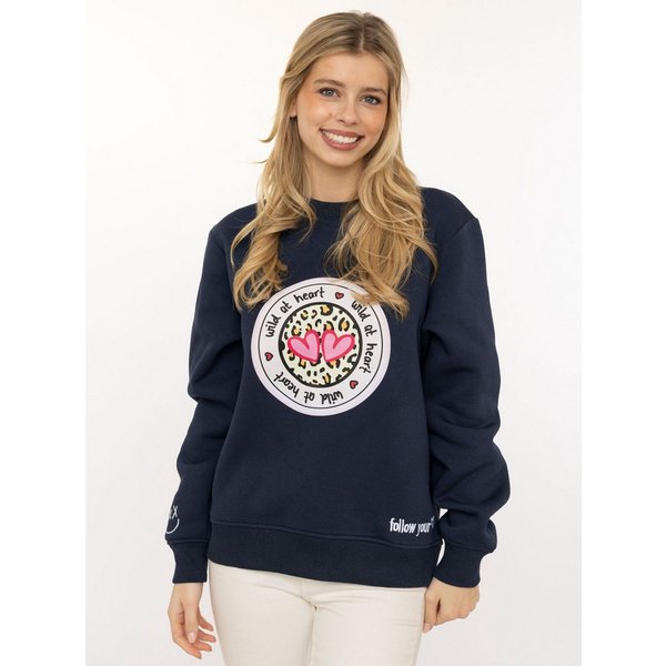 Zwillingsherz Sweatshirt Rundhalsausschnitt, Langarm, Baumwollmischung
