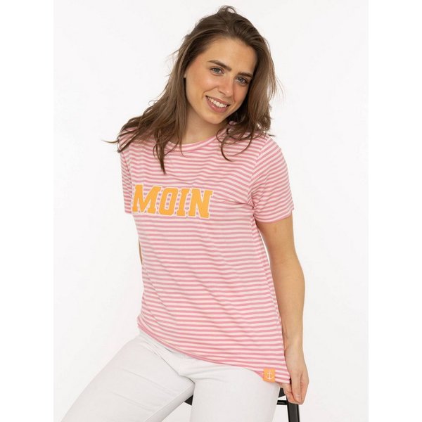 Zwillingsherz T-Shirt "Anker Moin" gestreift, gestickter Schriftzug, maritim, Rundhals