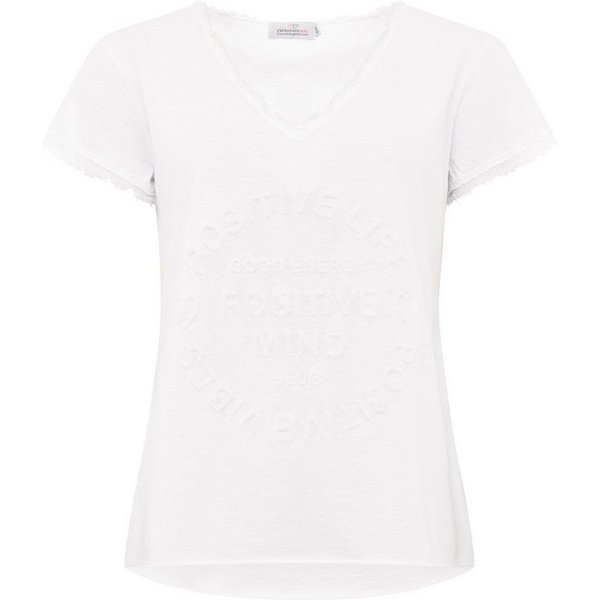 Zwillingsherz T-Shirt "Positive Mind" Fransen, V-Ausschnitt