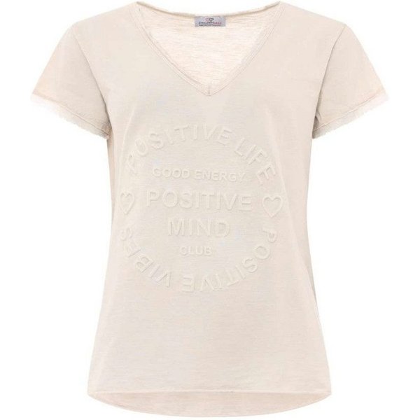 Zwillingsherz T-Shirt "Positive Mind" Fransen, V-Ausschnitt
