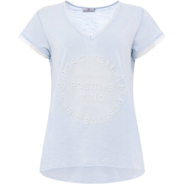 Zwillingsherz T-Shirt "Positive Mind" Fransen, V-Ausschnitt
