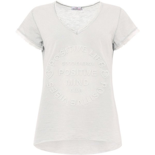 Zwillingsherz T-Shirt "Positive Mind" Fransen, V-Ausschnitt
