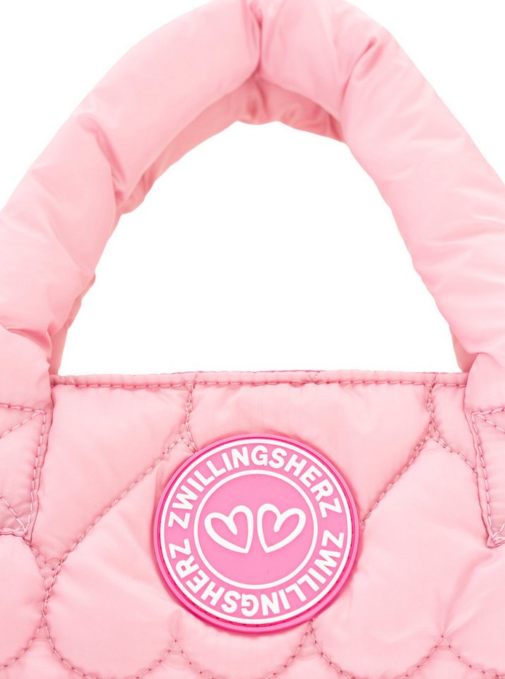 Zwillingsherz Tragetasche "Herzsteppung", Herzsteppung, abnehmbarer pinker Schulterriemen, pinkes Logopatch – Bild 4 von 5
