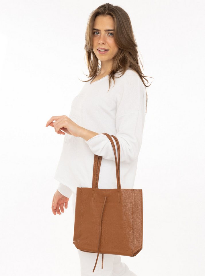 Zwillingsherz Tragetasche Ledershopper "Small", mit Schulterhenkel und Bindeband – Bild 2 von 3