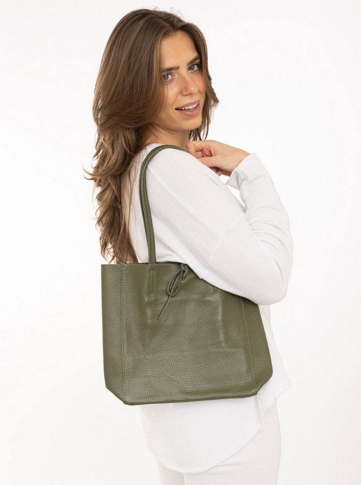 Zwillingsherz Tragetasche Ledershopper "Small", mit Schulterhenkel und Bindeband – Bild 2 von 3