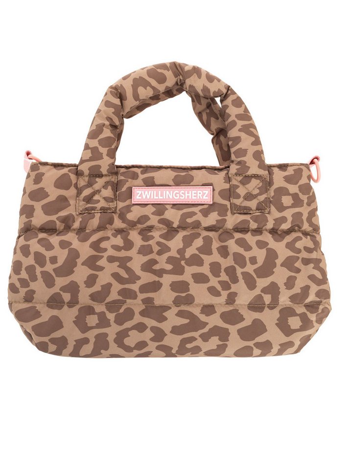 Zwillingsherz Tragetasche "Leo allover", Animalprint, pinkes Logo, abnehmbarer Schulterriemen – Bild 3 von 5