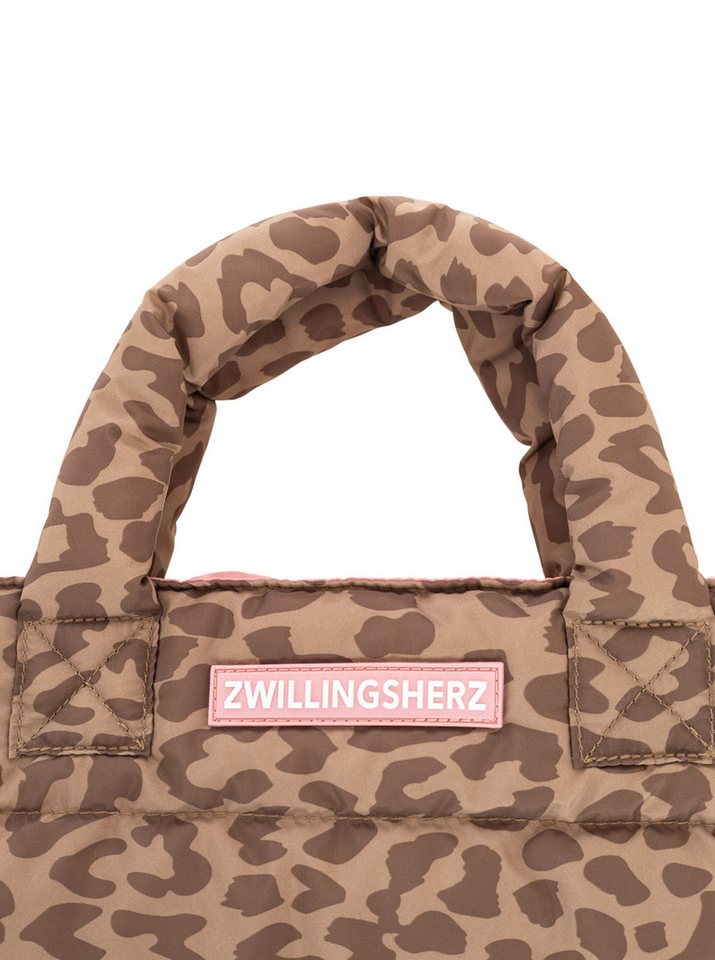 Zwillingsherz Tragetasche "Leo allover", Animalprint, pinkes Logo, abnehmbarer Schulterriemen – Bild 4 von 5
