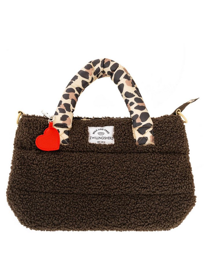 Zwillingsherz Tragetasche "Teddy Leo Classic", Teddy-Material, Leo Henkel, Herzanhänger, Schulterriemen – Bild 2 von 5