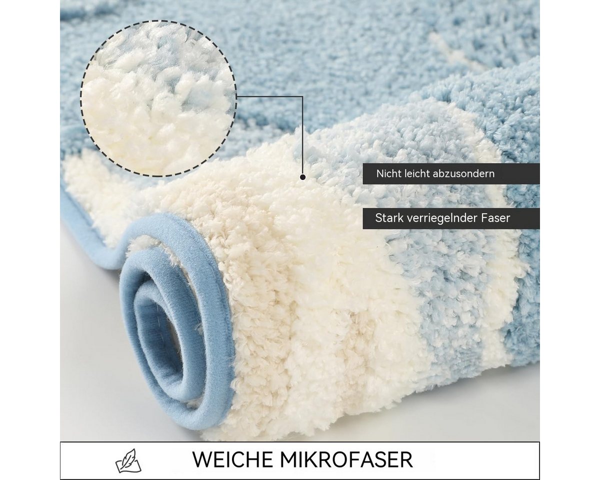 Zyronn Badematte Niedlicher Badezimmerteppich mit Meeresmotiv, super saugfähig,40x60cm, Rutschfester,flauschiger Teppich,geeignet für Duschräume,Schlafzimmer – Bild 4 von 5