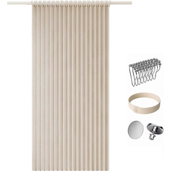 Zyronn Duschvorhang Magnet Duschvorhang Leinenoptik – Wasserabweisend, Faltbar Breite 180 cm (1-tlg), Raumteiler für Badezimmer, Dusche & Schlafzimmer