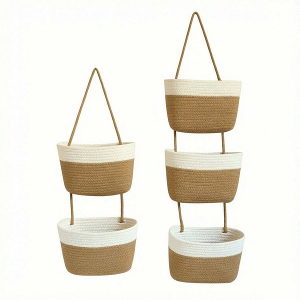 Zyronn Hängekorb 5-stöckiger Boho Hängekorb in neutralem Ton - Wandorganizer