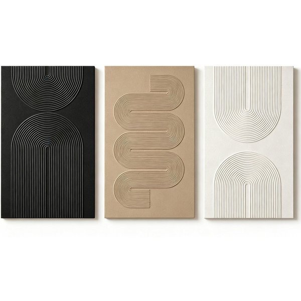 Zyronn Leinwandbild 3-teiliges minimalistisches geometrisches Leinwandbild-Set, Abstraktes Kunstbild, geeignet zur Dekoration von Flur und Büro