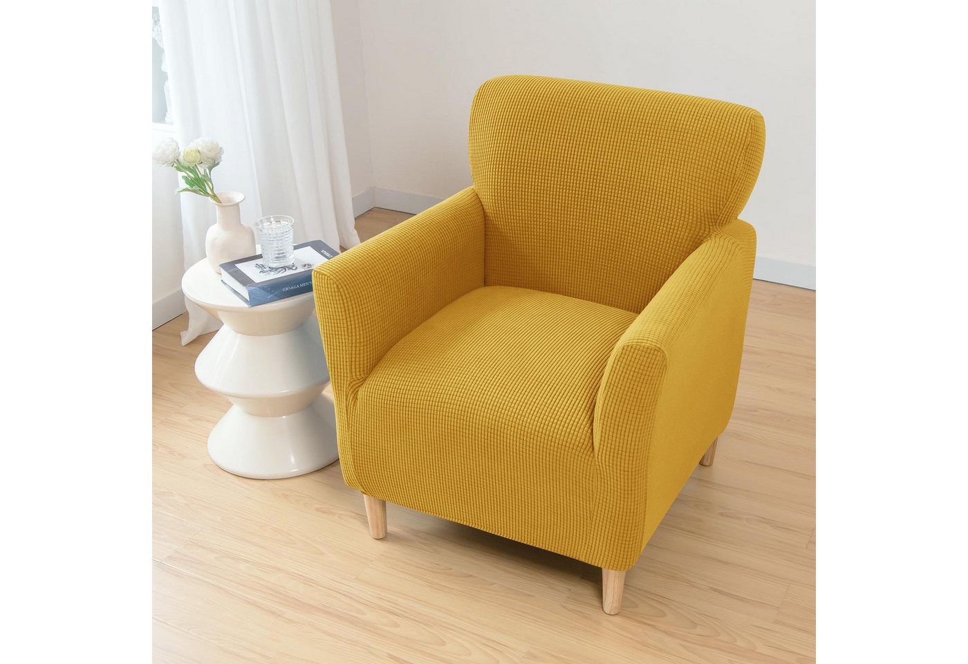 Zyronn Relaxsesselhusse Sesselhusse Bezug, Sessel Überzug mit Armlehnen – Dehnbarer, Sesselbezug Stretch aus Weichem Strickstoff, Waschbarer Bezug – Bild 4 von 5