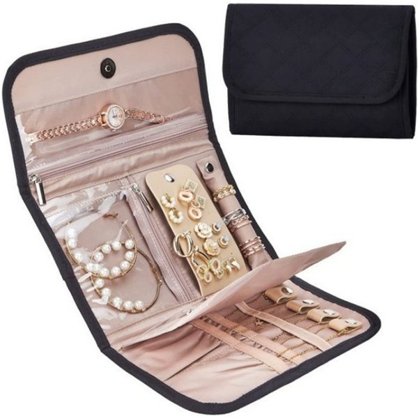 Zyronn Schmuckrolle Reise-Schmuckorganizer,faltbare Schmuck-Aufbewahrungsrolle, Geschenk zum Muttertag, Schmucktasche mit Reißverschluss,für Reisen