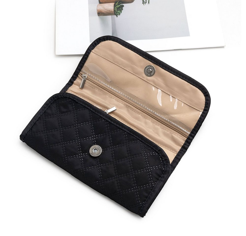 Zyronn Schmuckrolle Reise-Schmuckorganizer,faltbare Schmuck-Aufbewahrungsrolle, Geschenk zum Muttertag, Schmucktasche mit Reißverschluss,für Reisen – Bild 2 von 5