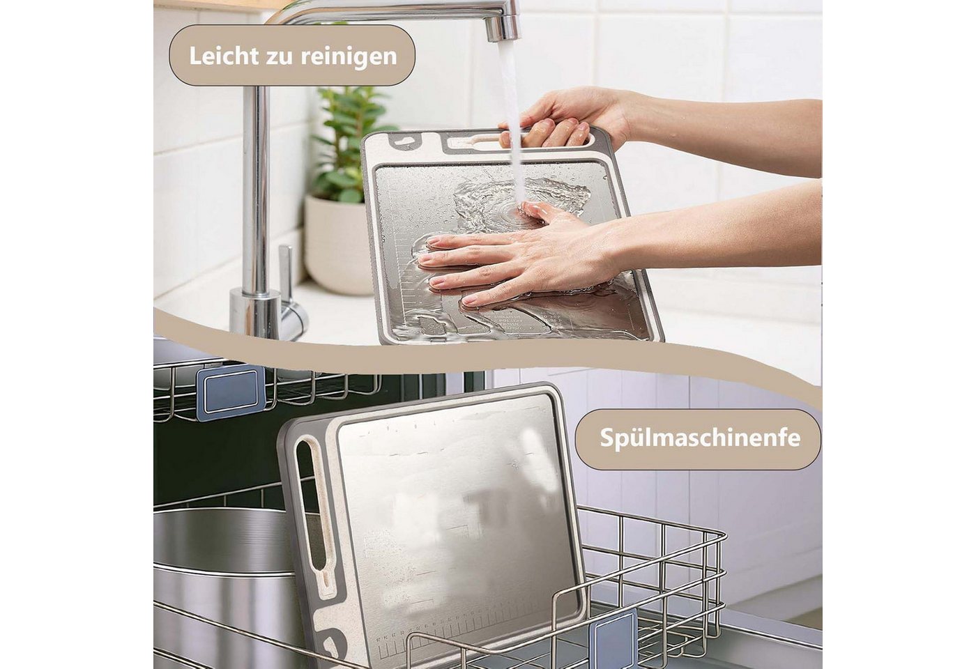 Zyronn Schneidebrett Titan-Schneidebrett, doppelseitig, Schneidebretter für die Küche – Bild 4 von 5