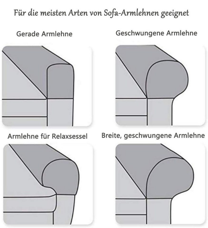 Zyronn Sesselschoner Armlehnenschoner 2er-Pack, Elastische Armlehnenbezüge, Armlehnenbezüge, Armkappen, für Sessel, Sofa, Sessel – Bild 3 von 4