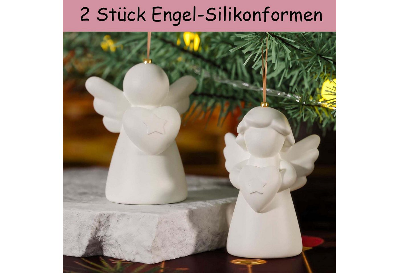 Zyronn Silikonform 2 Stück 3D Silikonform Engel Silikonform Weihnachten Gips, (2-tlg) – Bild 3 von 5