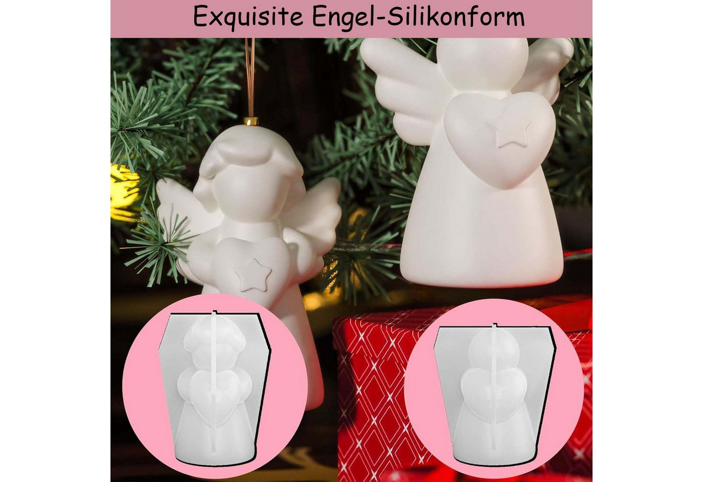 Zyronn Silikonform 2 Stück 3D Silikonform Engel Silikonform Weihnachten Gips, (2-tlg) – Bild 4 von 5