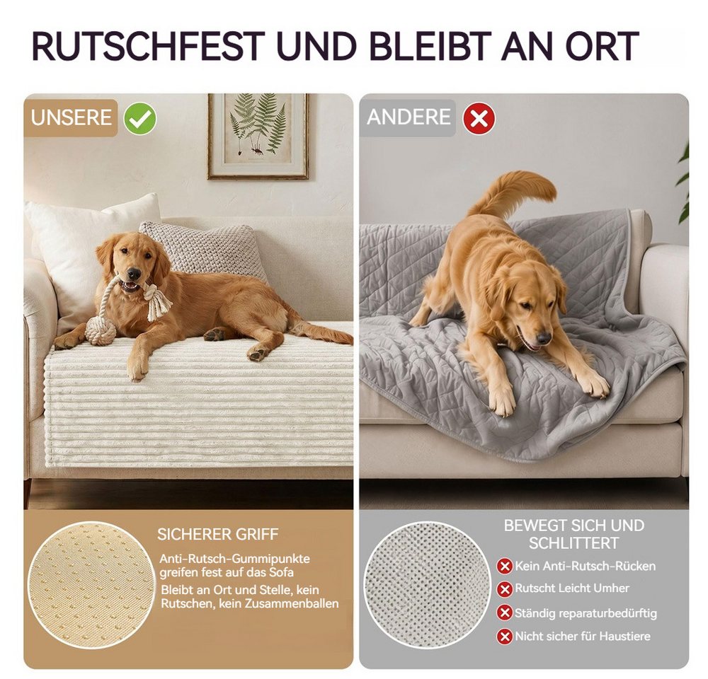 Zyronn Sofaschoner Wasserdicht Sofa Überzug Dicke Sofabezug, Kratzfest Hund Katze, Sofaschoner, Rutschfester Sofa Cover Couch Überzug – Bild 3 von 5