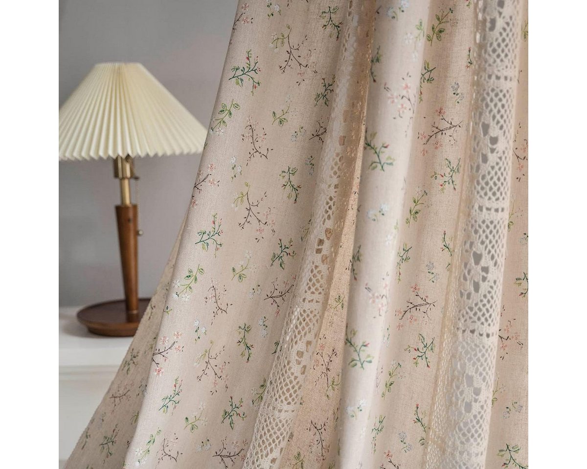Zyronn Vorhang Blumenmuster Vorhänge, Vintage Fransen Vorhänge, Boho Stil Dekor Vorhänge – Bild 3 von 5