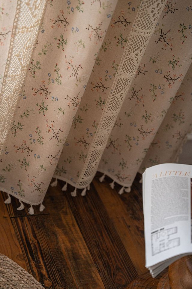 Zyronn Vorhang Blumenmuster Vorhänge, Vintage Fransen Vorhänge, Boho Stil Dekor Vorhänge – Bild 5 von 5