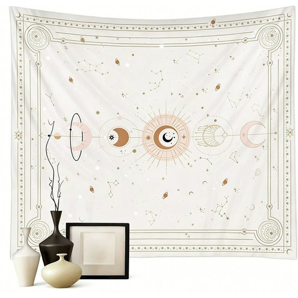Zyronn Wandteppich Mondphasen-Wandteppich,Wandbehang Deko,Tarot Wanddeko,Boho-Stil, Retro-Astrologie-Wanddekoration für Schlafzimmer und Wohnzimmer
