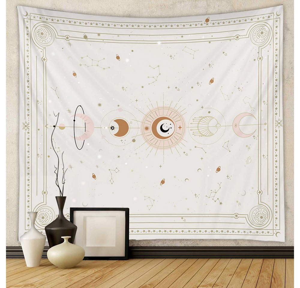 Zyronn Wandteppich Mondphasen-Wandteppich,Wandbehang Deko,Tarot Wanddeko,Boho-Stil, Retro-Astrologie-Wanddekoration für Schlafzimmer und Wohnzimmer – Bild 2 von 5